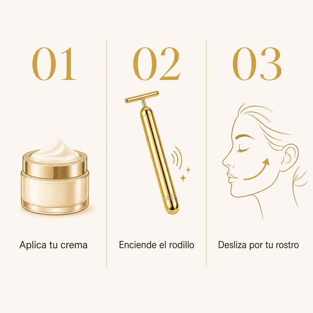 Cómo funciona el rodillo facial Auria Glow en 3 pasos
